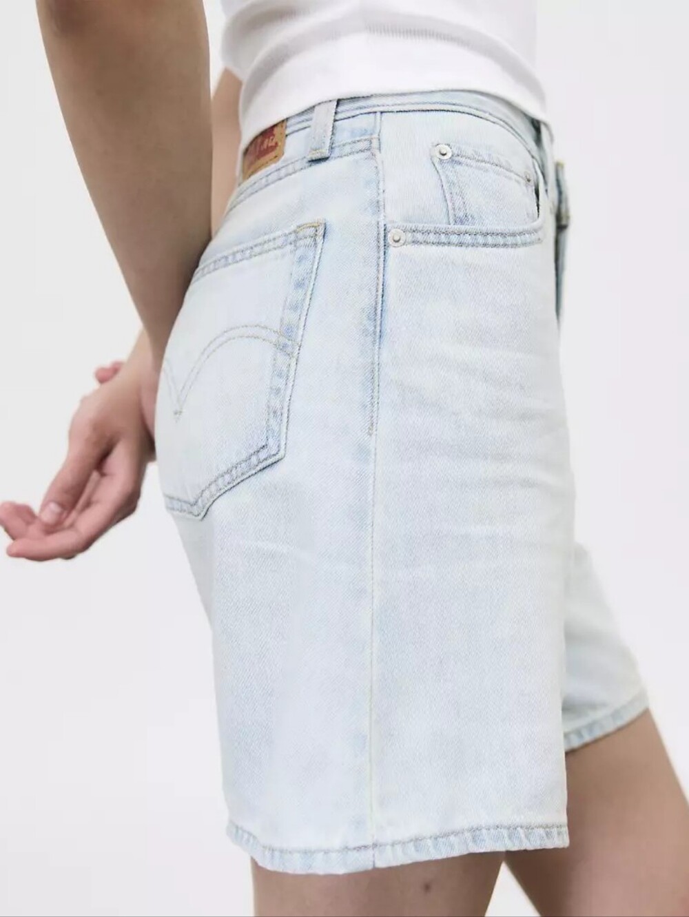High Rise Baggy Linen+ Denim Lightweight Women's Shorts - Picture 2 of 10